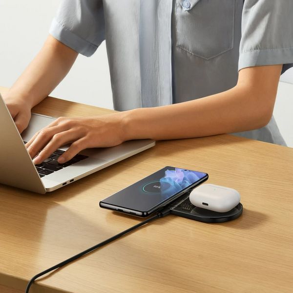 Бездротовий зарядний пристрій Baseus Digital LED Display 2in1 Wireless Charger 20W Universal version Black (WXSX010101) NLM-93702 фото