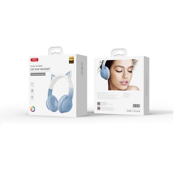 Навушники Bluetooth XO BE38 Cats Ear Colourful Lights Headband Bluetooth 5.3 RGB-підсвічування для мобільних пристроїв NLM-95474 фото